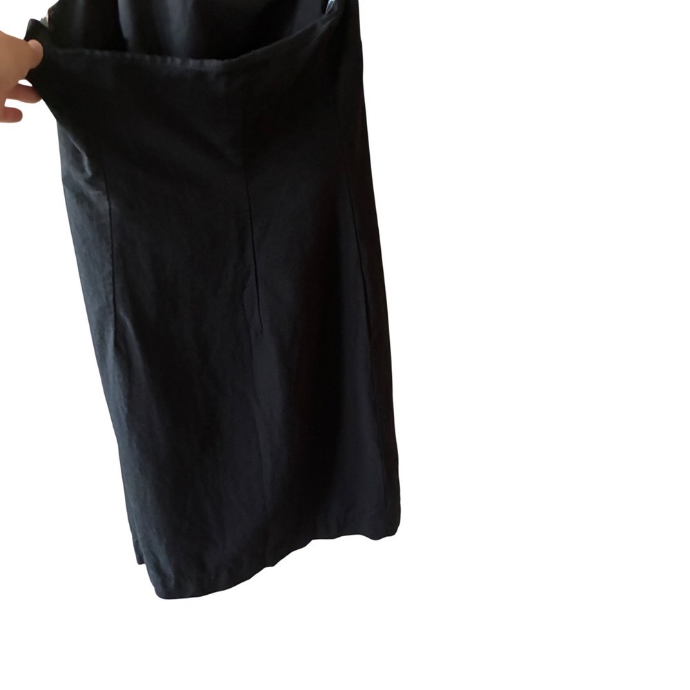Future Collective Halter Sheath Dress Sz 6 Black Gold Abstract Ring Linen Blend - Picture 8 of 9